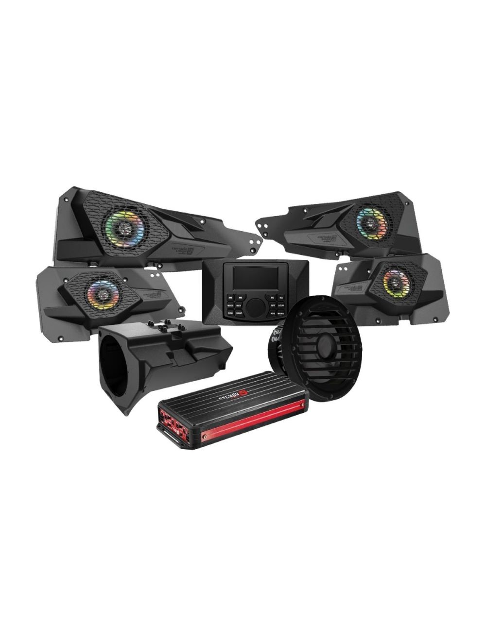 2014 + Razor Specific Complete Audio Kit with 6 Ch Digital Amplifier, 10” Sealed Marine Subwoofer and CMR3 Media Audio Player