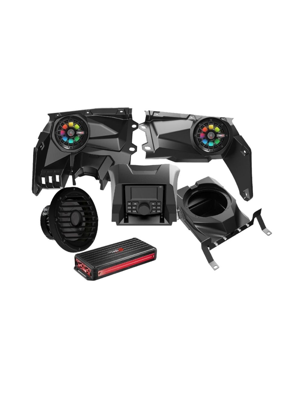 2017+ Can Am Maverick X3/X3 Max Complete Speaker Kit with 4 Ch & 1 Ch Amplifier and 10” Sealed Marine Subwoofer