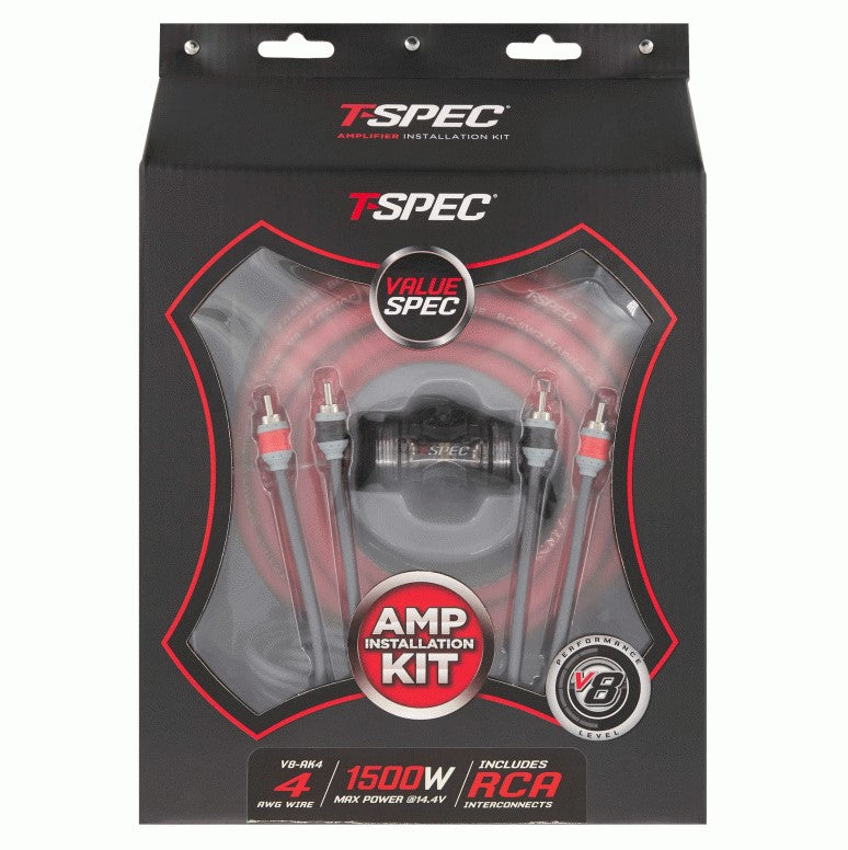v8 4 AWG OFC Amp Kit - 1500 W with RCA Cable