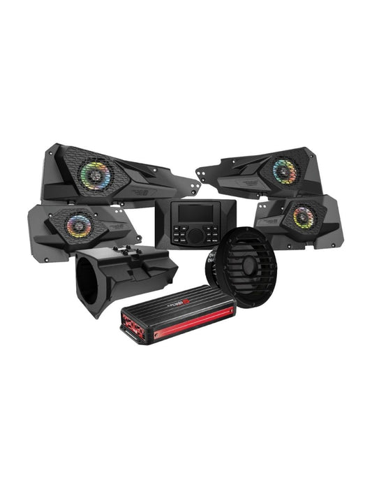 2014 + Razor Specific Complete Audio Kit with 6 Ch Digital Amplifier, 10” Sealed Marine Subwoofer and CMR3 Media Audio Player
