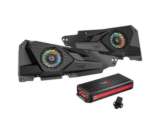 2014 + Razor Specific Front Speaker Kit with 300W RMS Waterproof 2 Channel Amplifier
