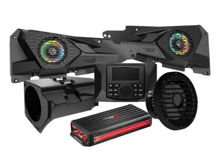 2014+ RZR XP Front Speaker Kit With 4 Ch Digital Amplifier, CMR3 Media Audio Player, And 10” Sealed Marine Subwoofer