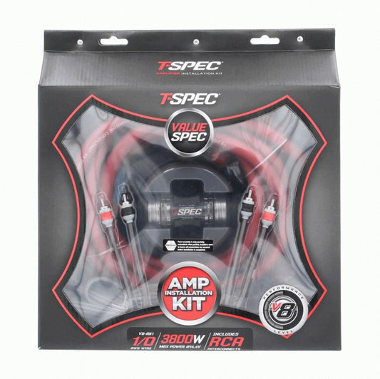 v8 1/0 AWG Amp Kit - 3800 W with RCA Cable