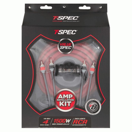 v8 4 AWG OFC Amp Kit - 1500 W with RCA Cable